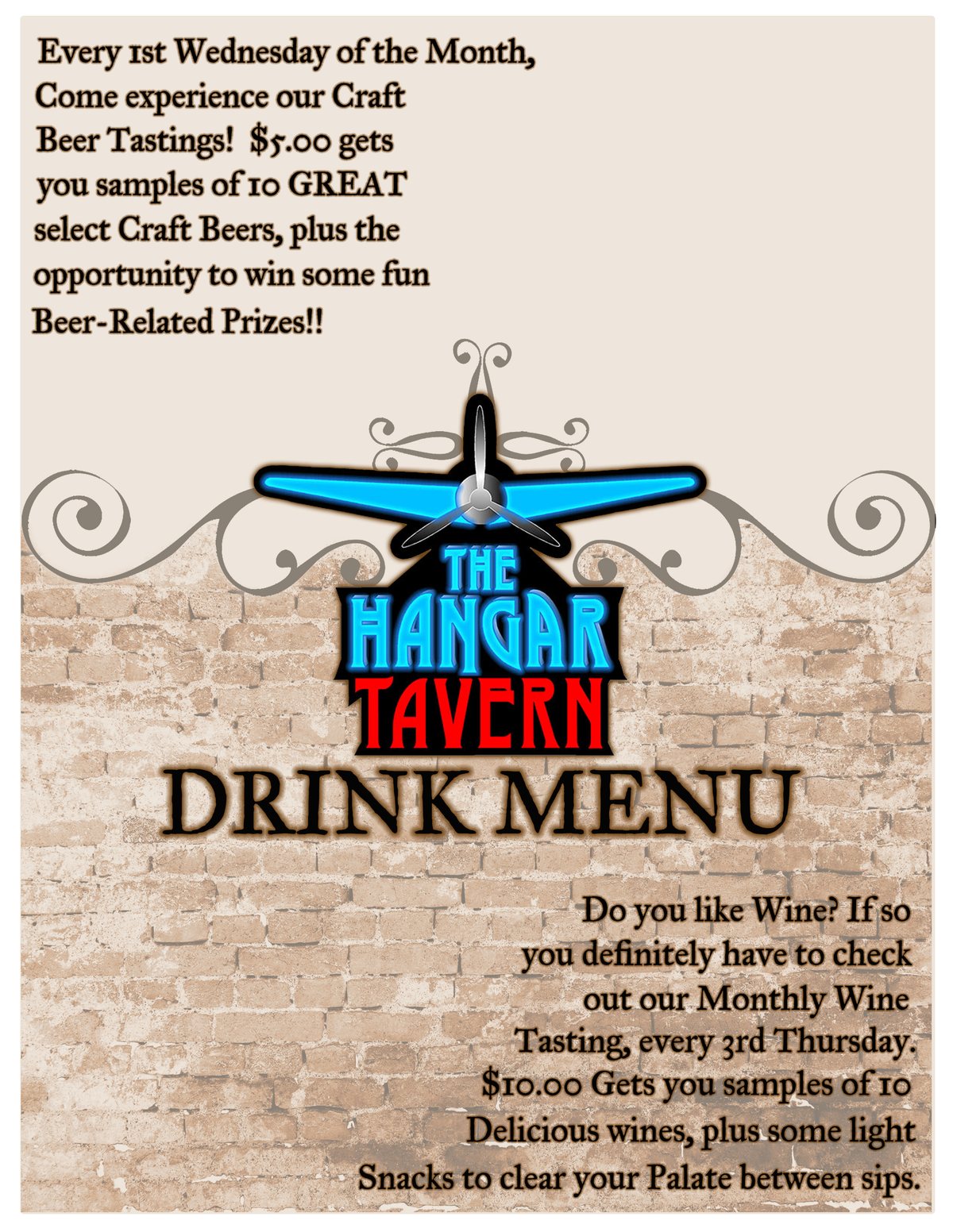 Hangar Tavern menu cover